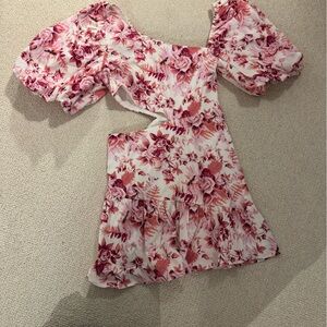 Hello Molly Blush Floral Asymmetrical Dress